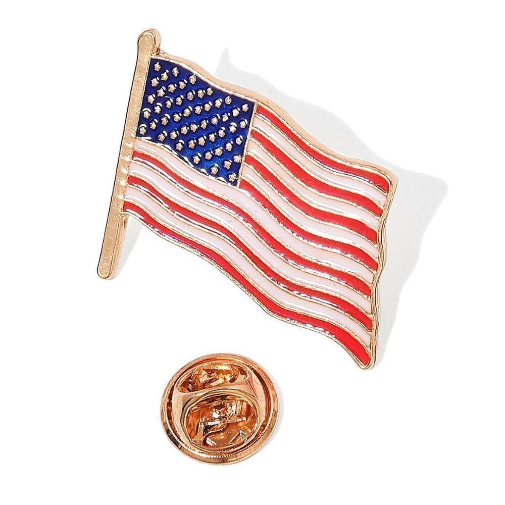 Enameled Goldtone US Flag Pin